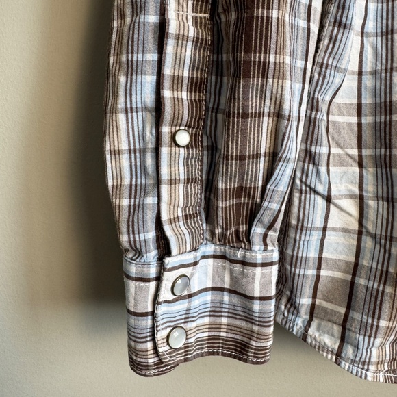 Old Navy Men's Western Plaid Linen Blend Pearl Snap Shirt Medium Cowboy Rodeo - Picture 2 of 14